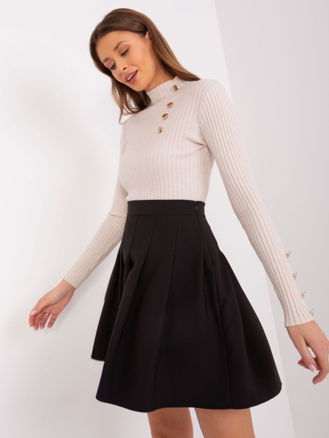 Elegant Black Flared Skirt