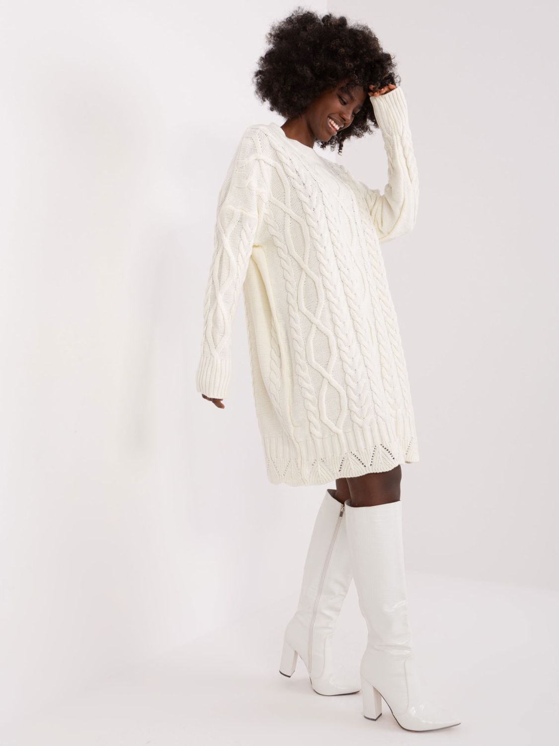 Elegant Midi Dress in Ecru