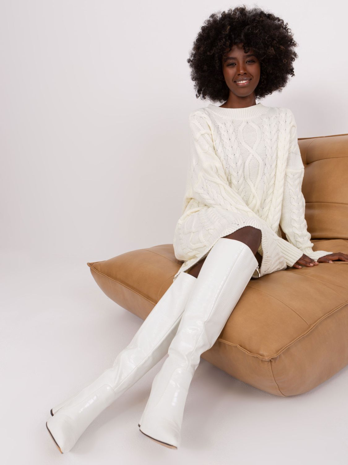 Elegant Midi Dress in Ecru