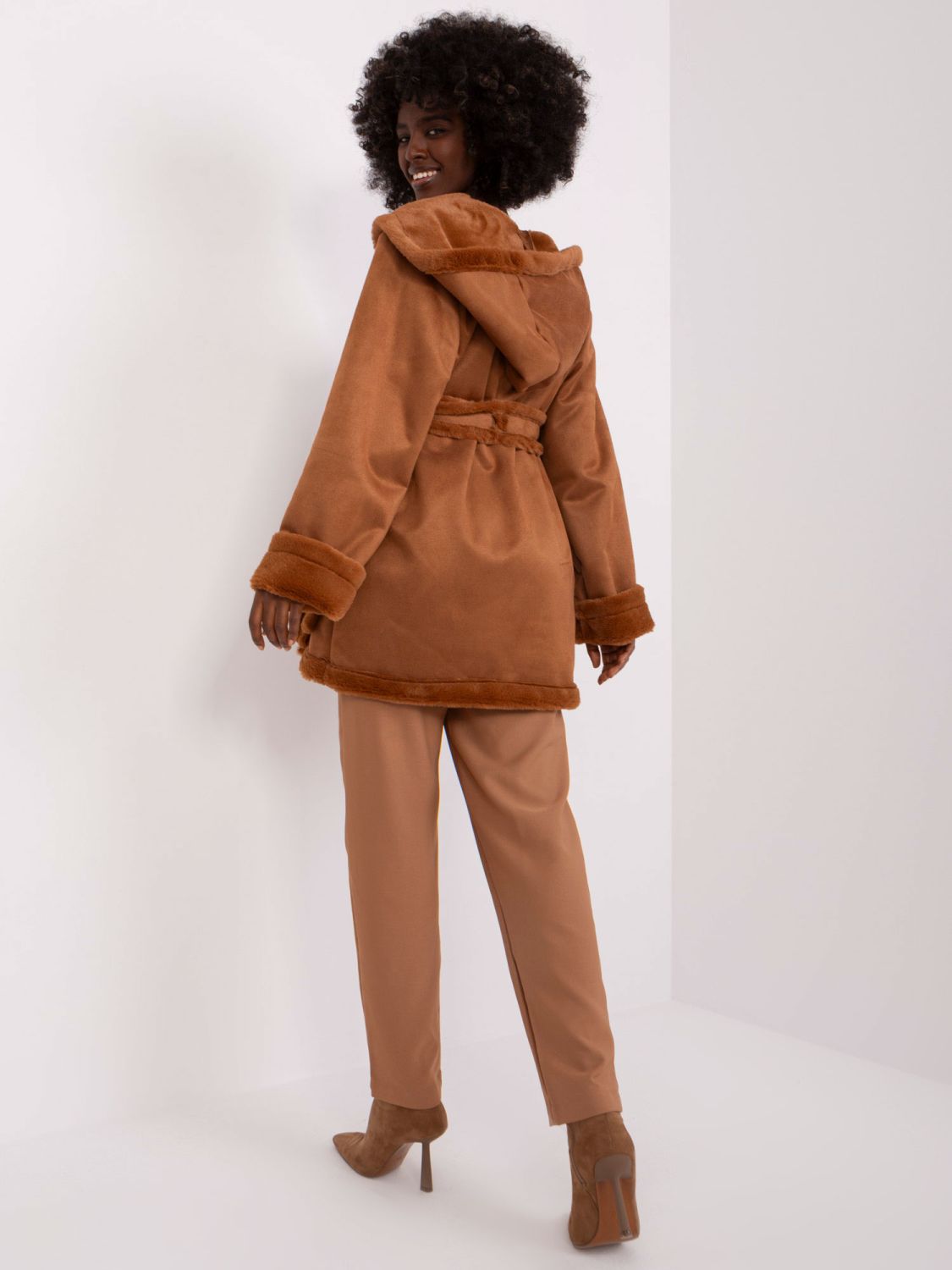 Winter Jacket with Hood in Light Brown