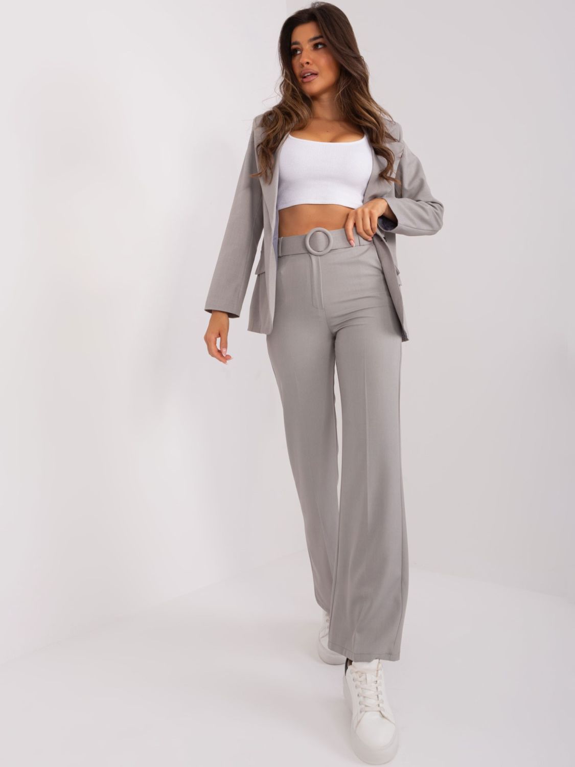 Elegant Gray High-Waisted Pants