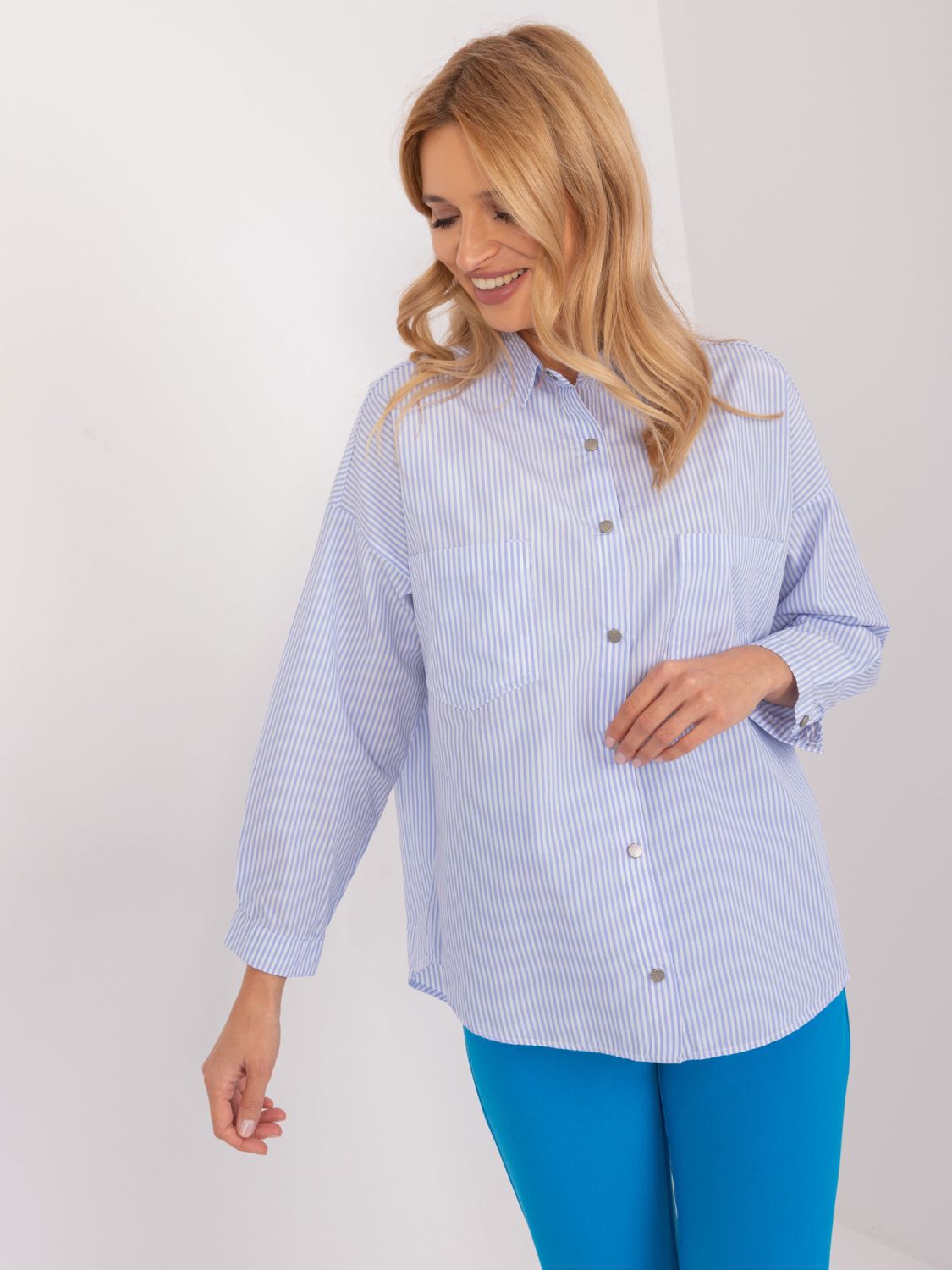 Classic White Shirt with Blue Stripes