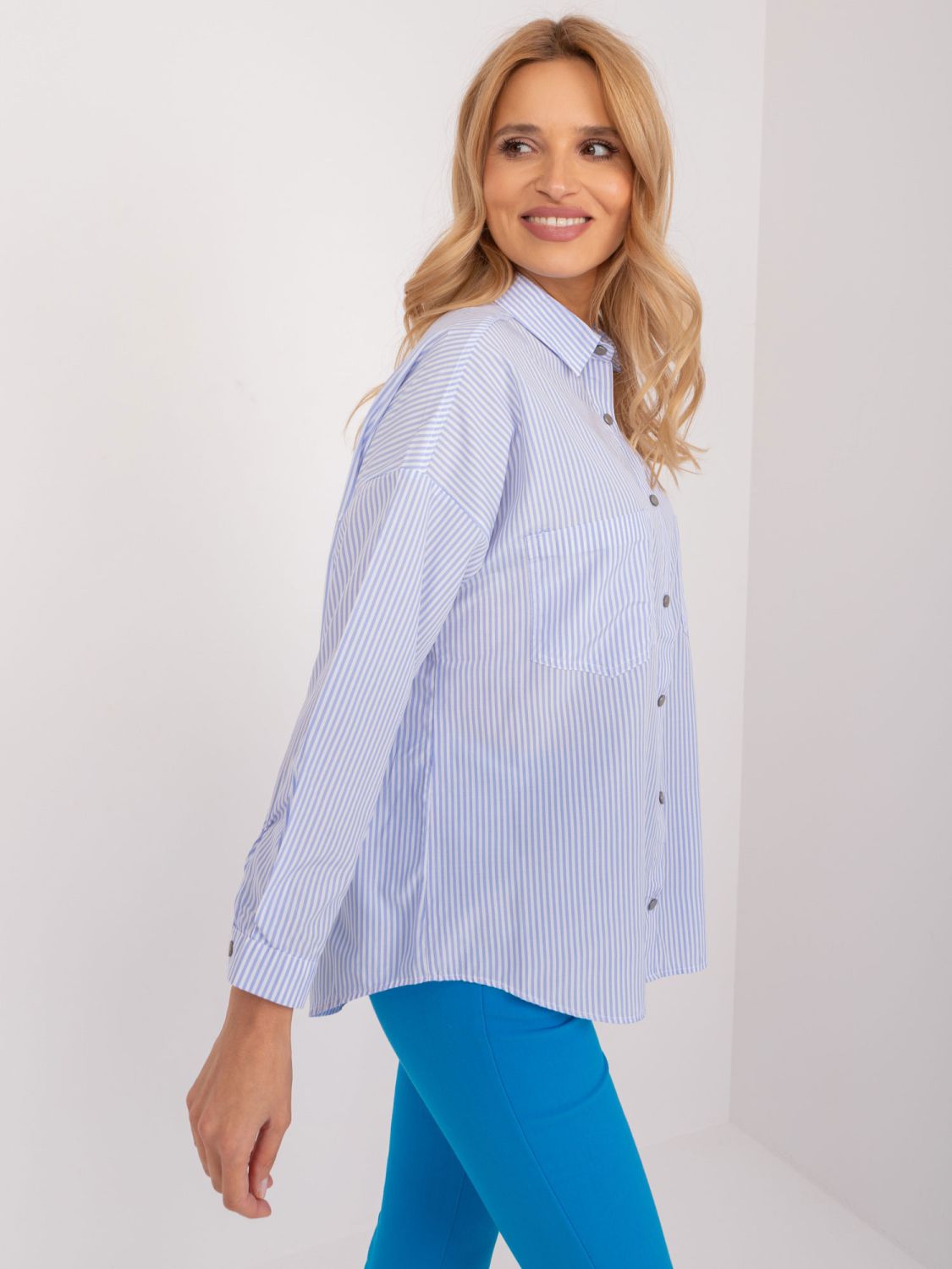 Classic White Shirt with Blue Stripes