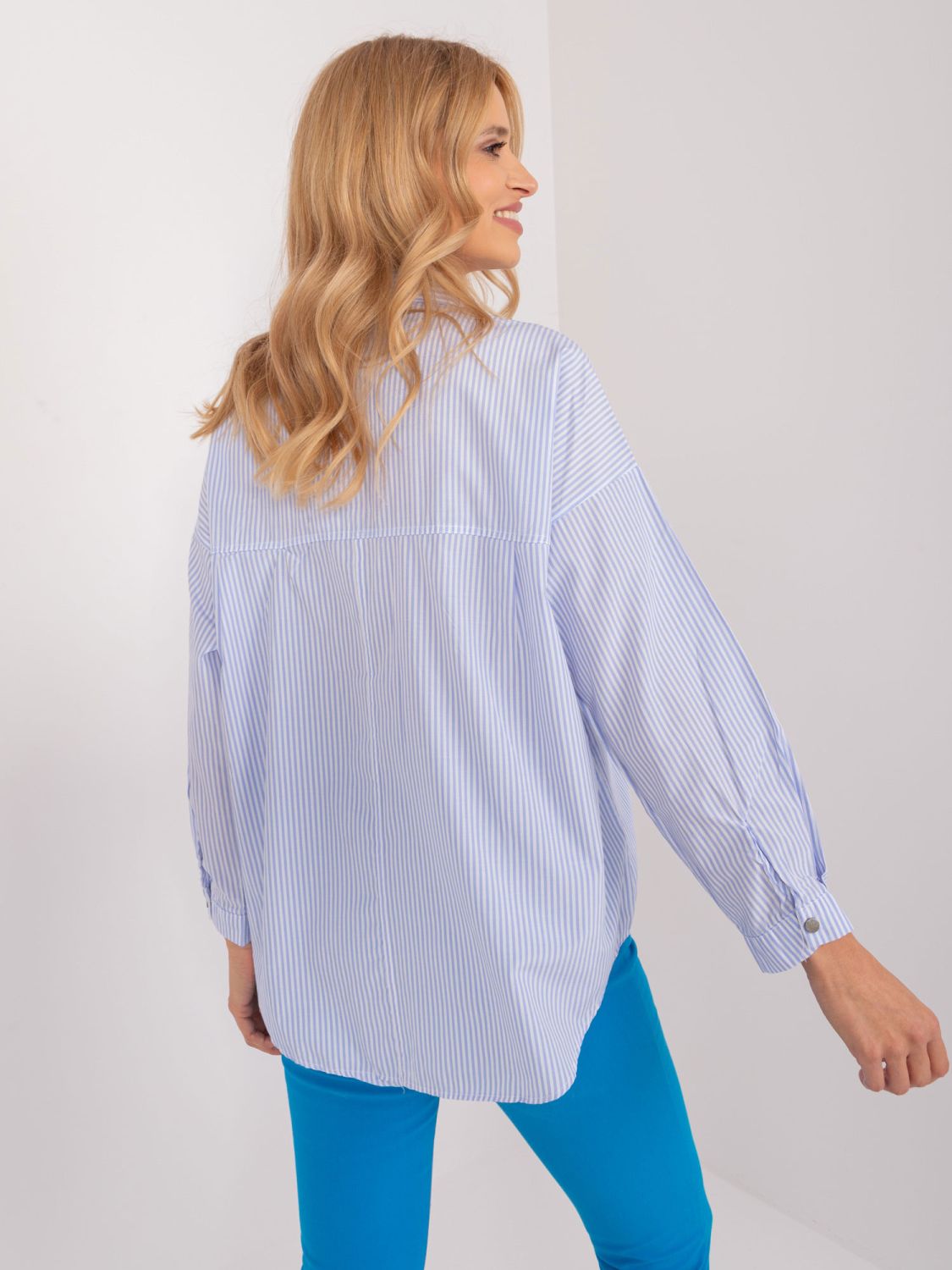 Classic White Shirt with Blue Stripes