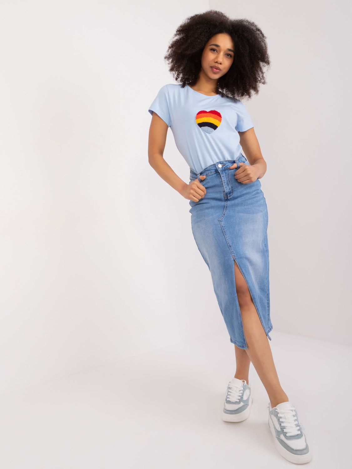 Stylish Blue Blouse with Application