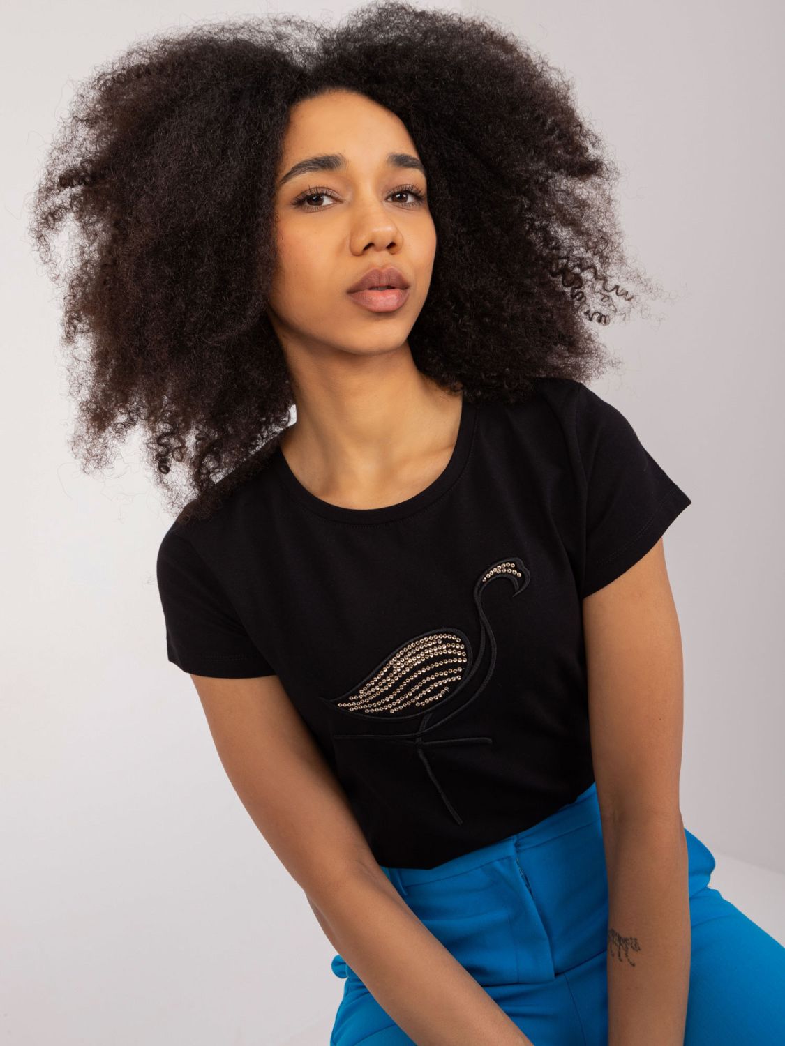 Stylish Black Blouse with Application