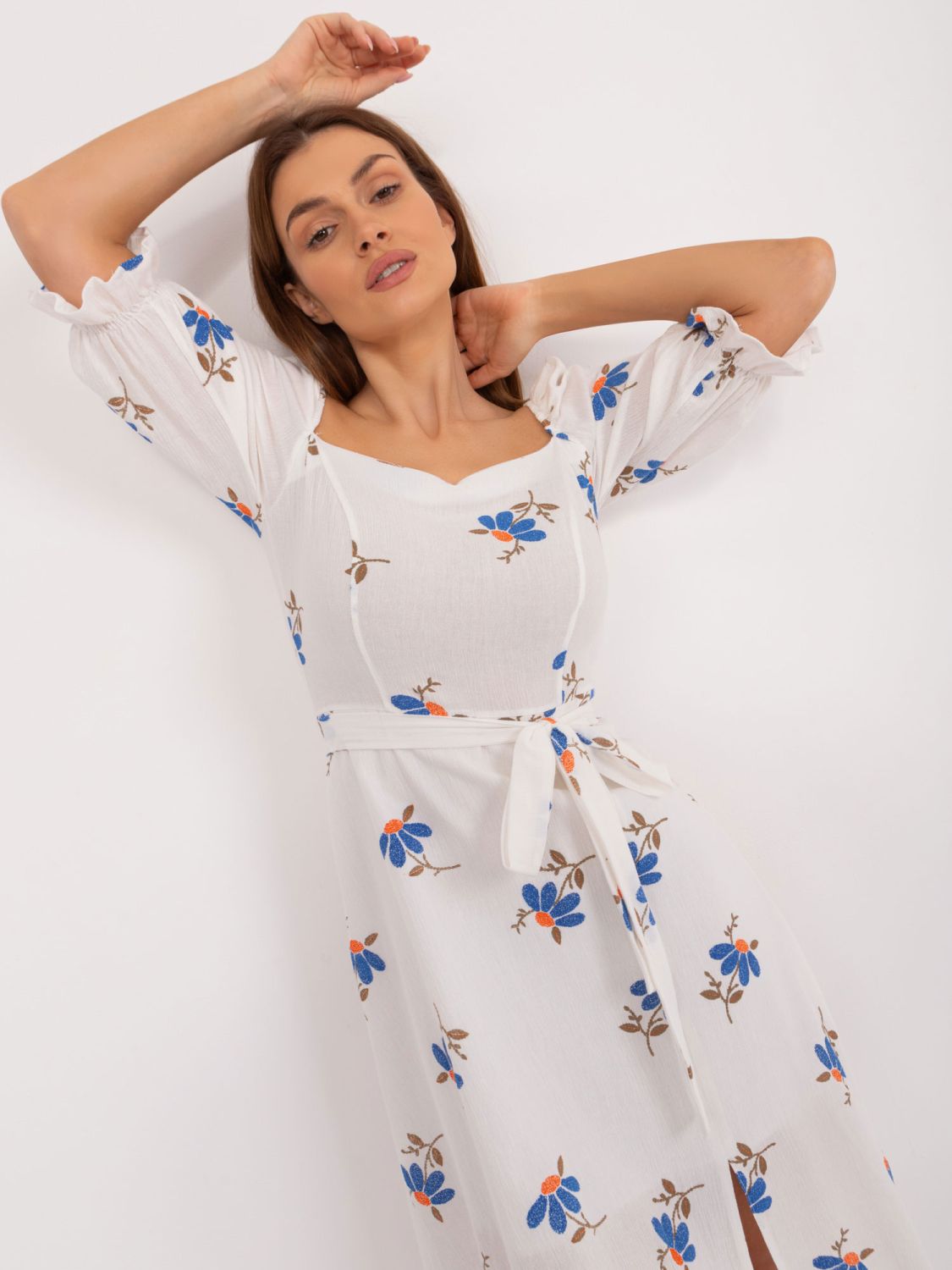 Floral Midi Dress with Short Sleeves