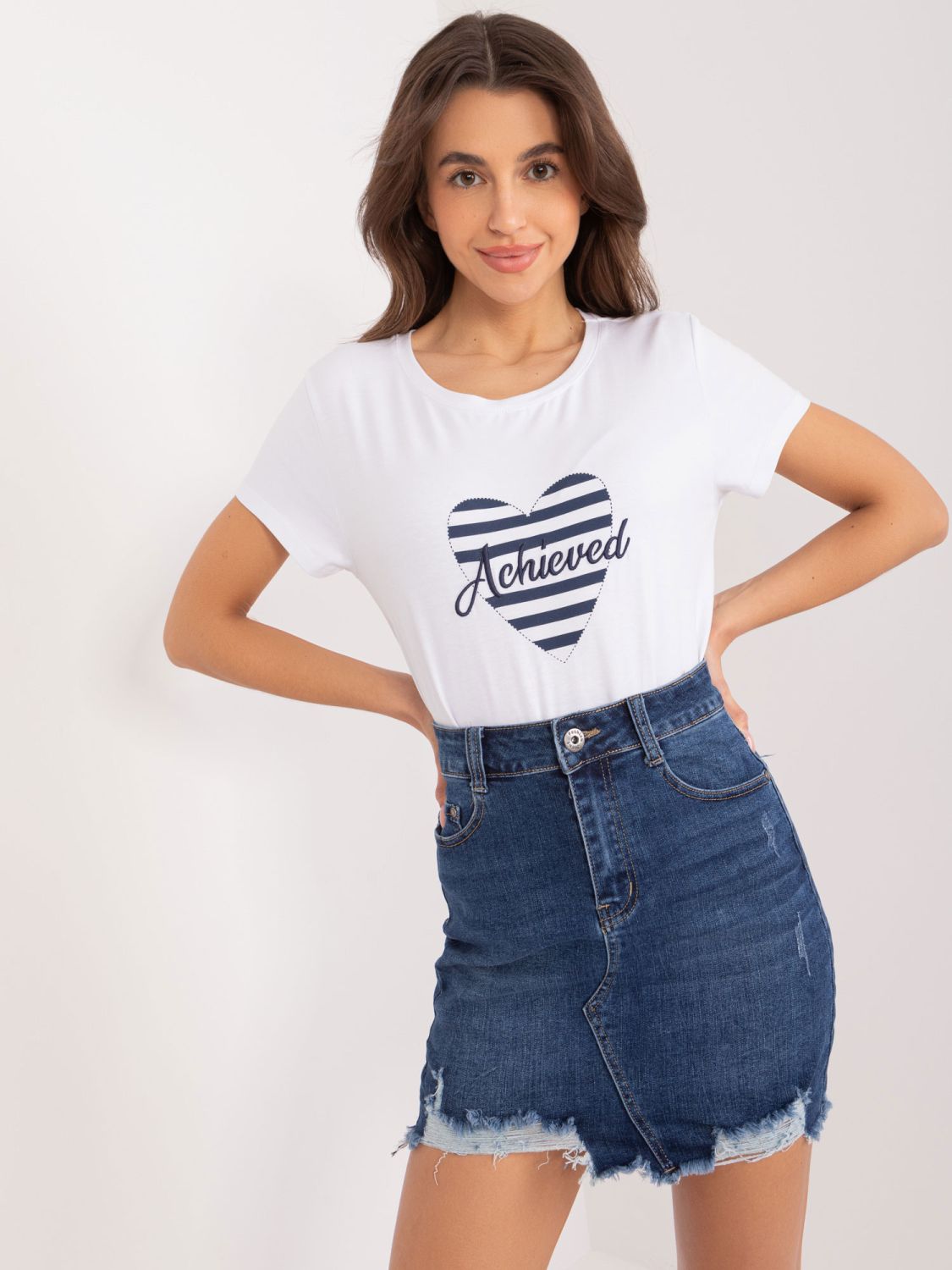 White and Navy Short Sleeve T-Shirt