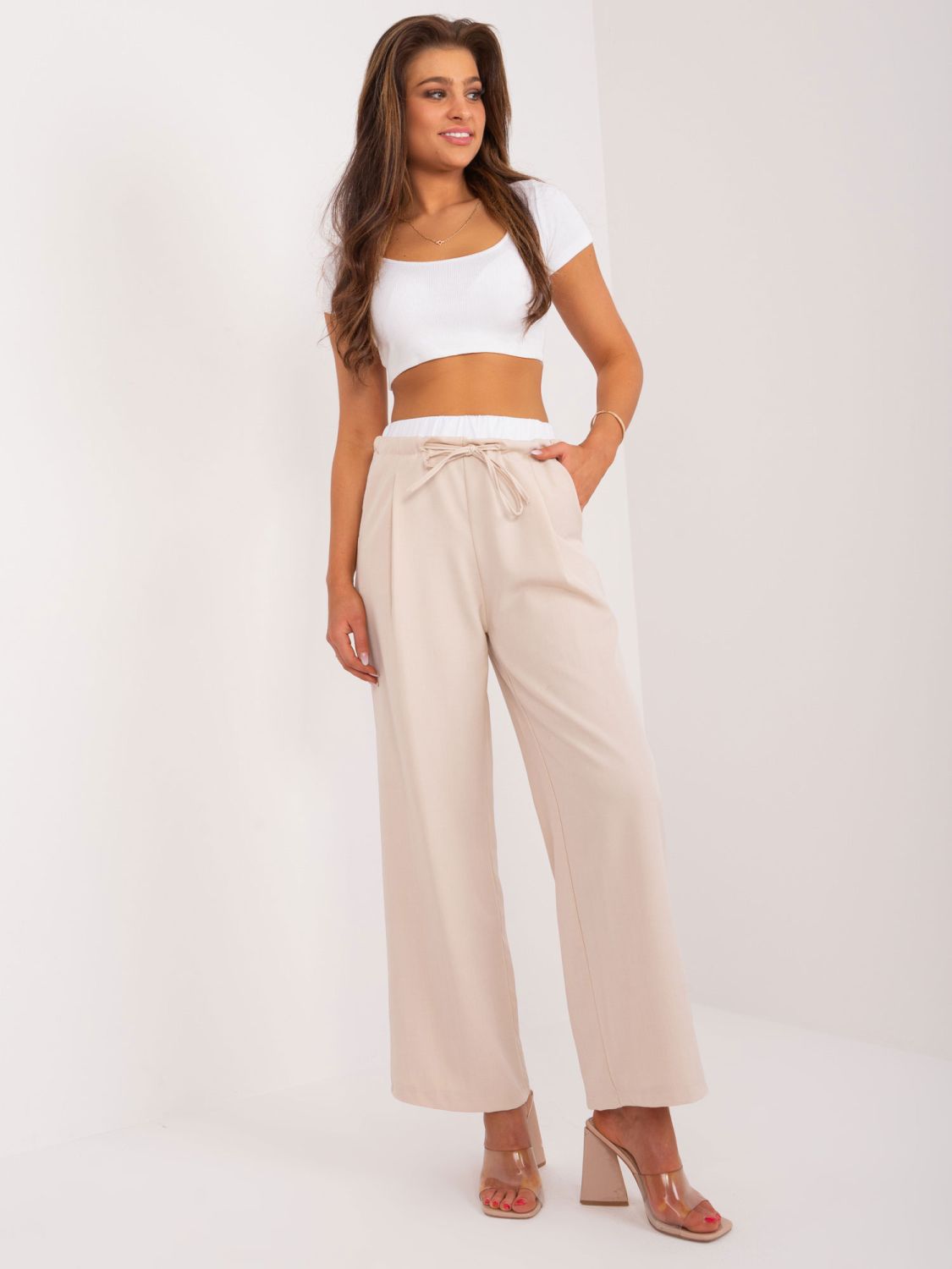 Elegant Beige Palazzo Pants