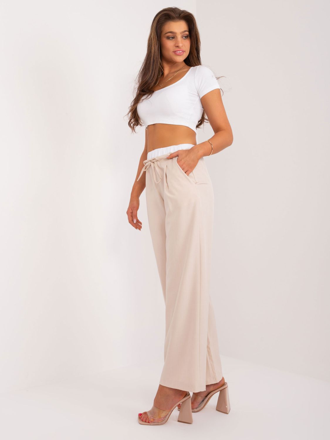 Elegant Beige Palazzo Pants
