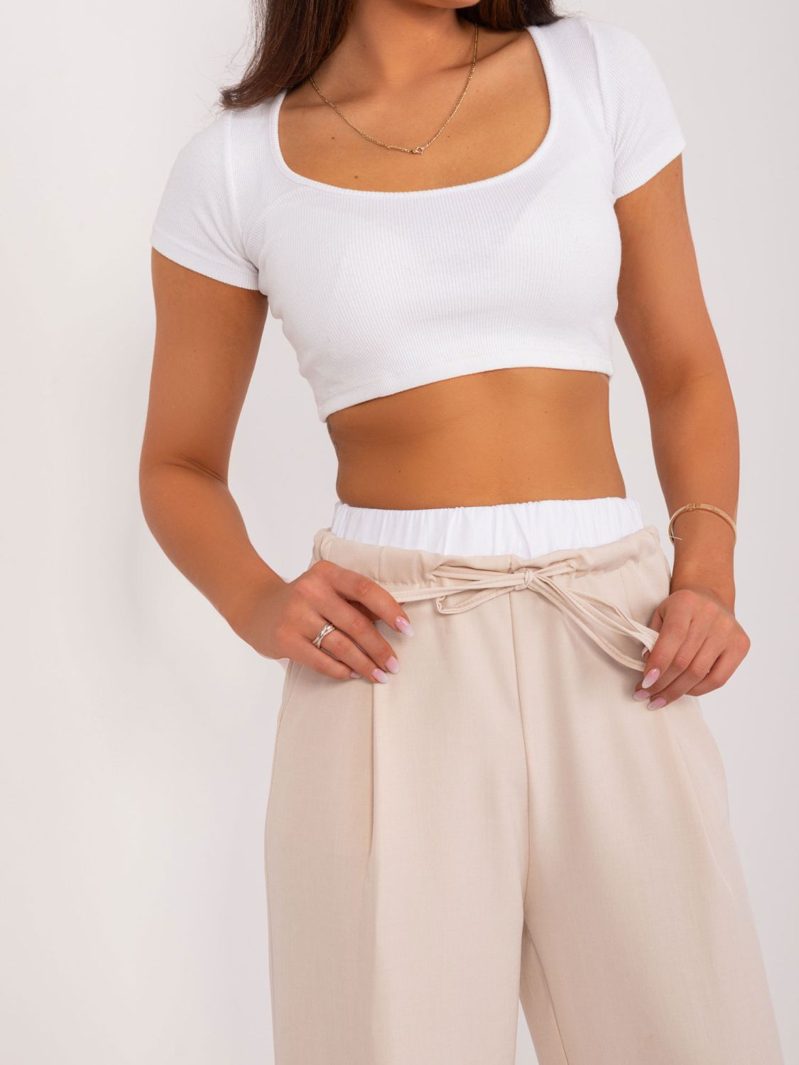 Elegant Beige Palazzo Pants