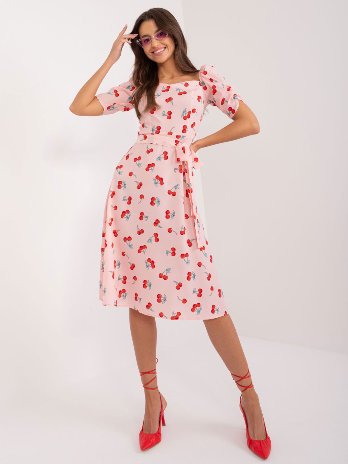 Flared Summer Dress in Light Pink