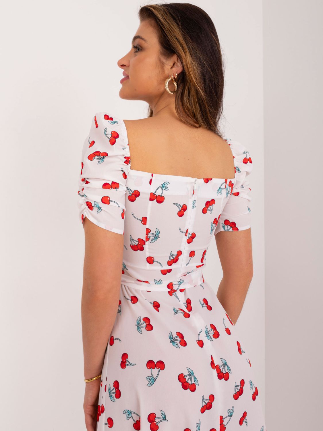 White Flared Dress with Belt