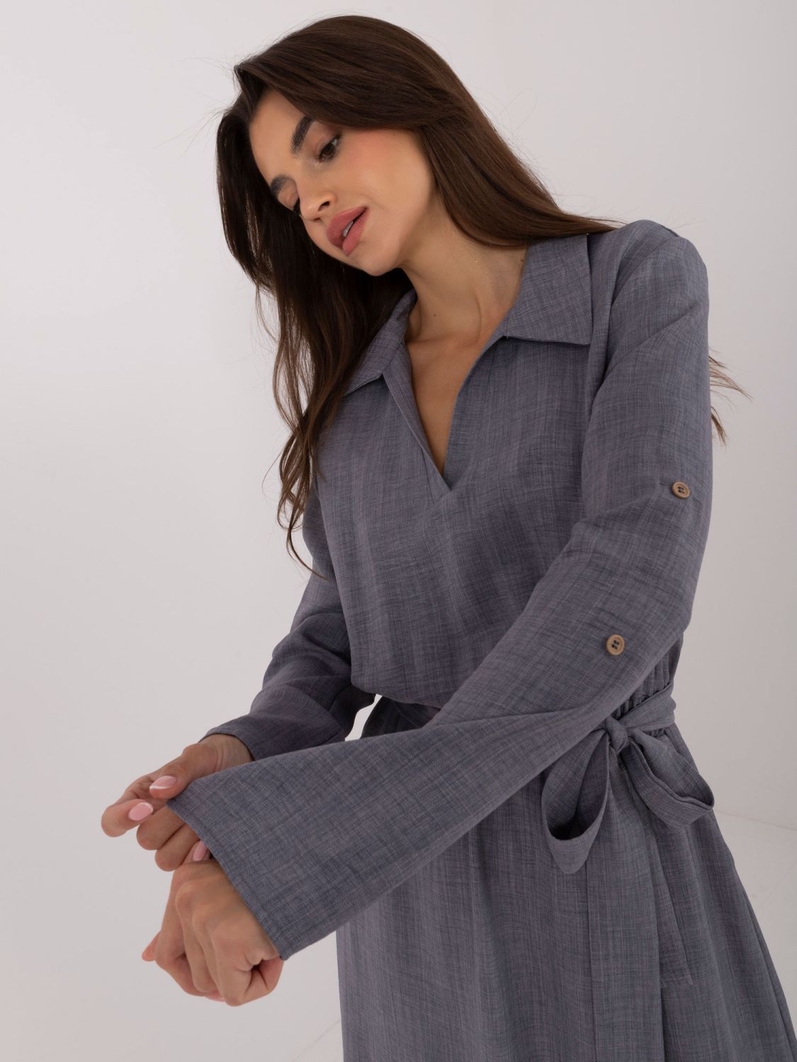 Elegant Flared Dress in Dark Gray