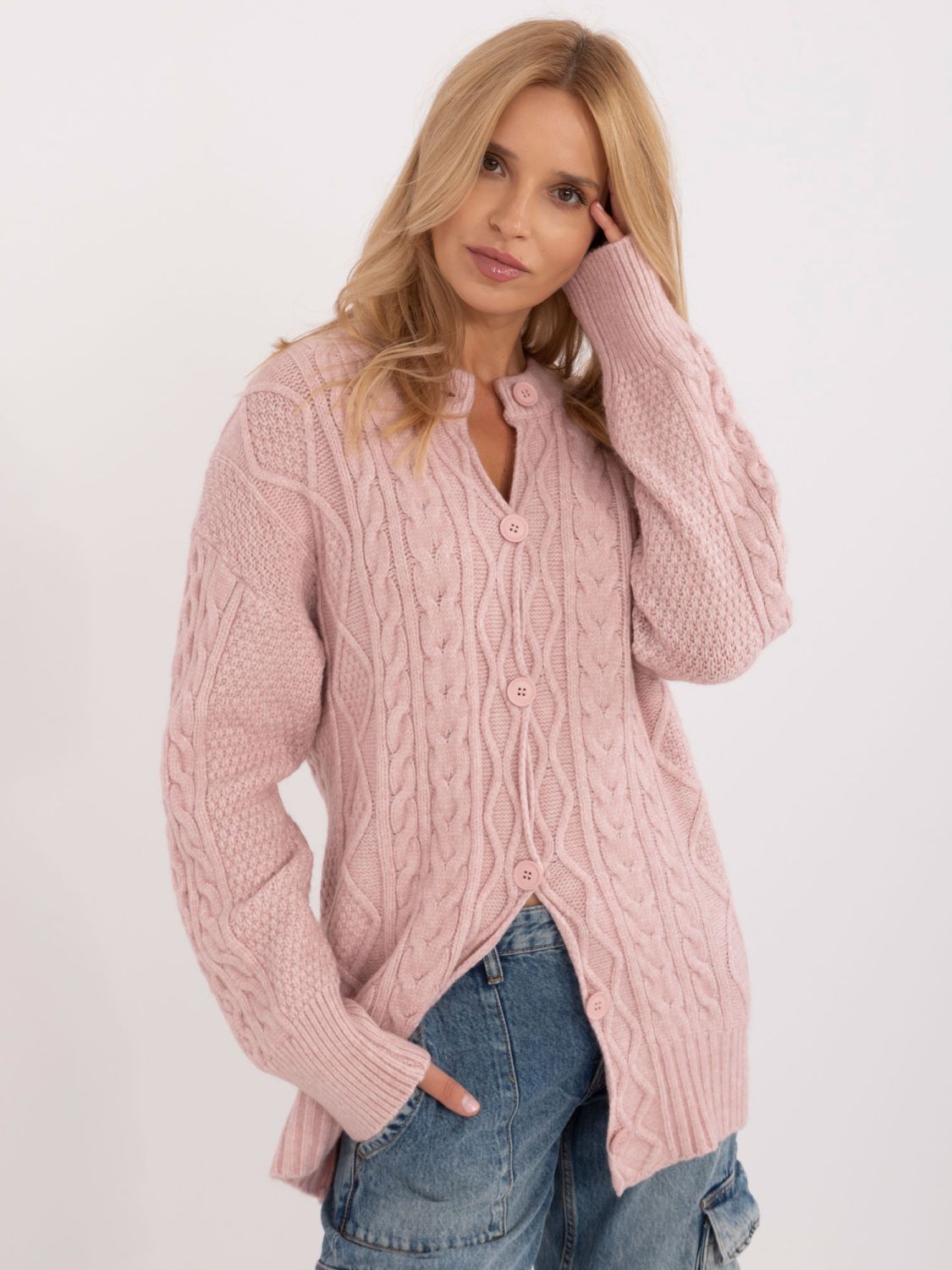 Stylish Pink Sweater with Long Sleeves