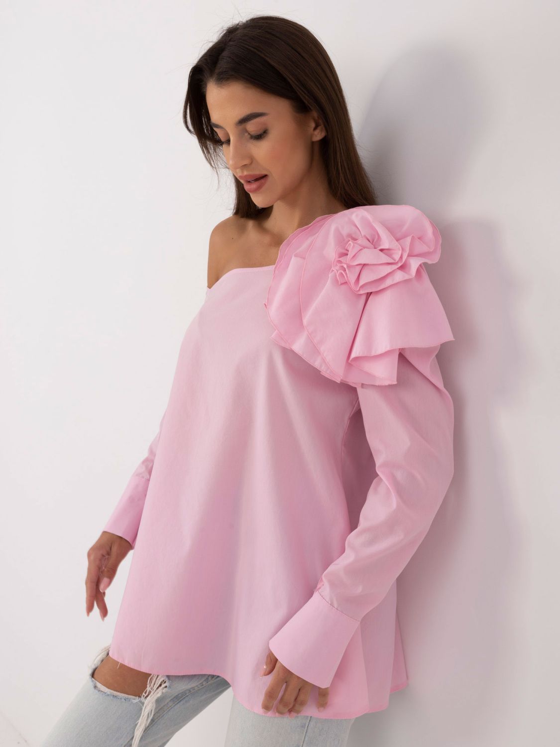 Elegant Asymmetrical Blouse in Pink