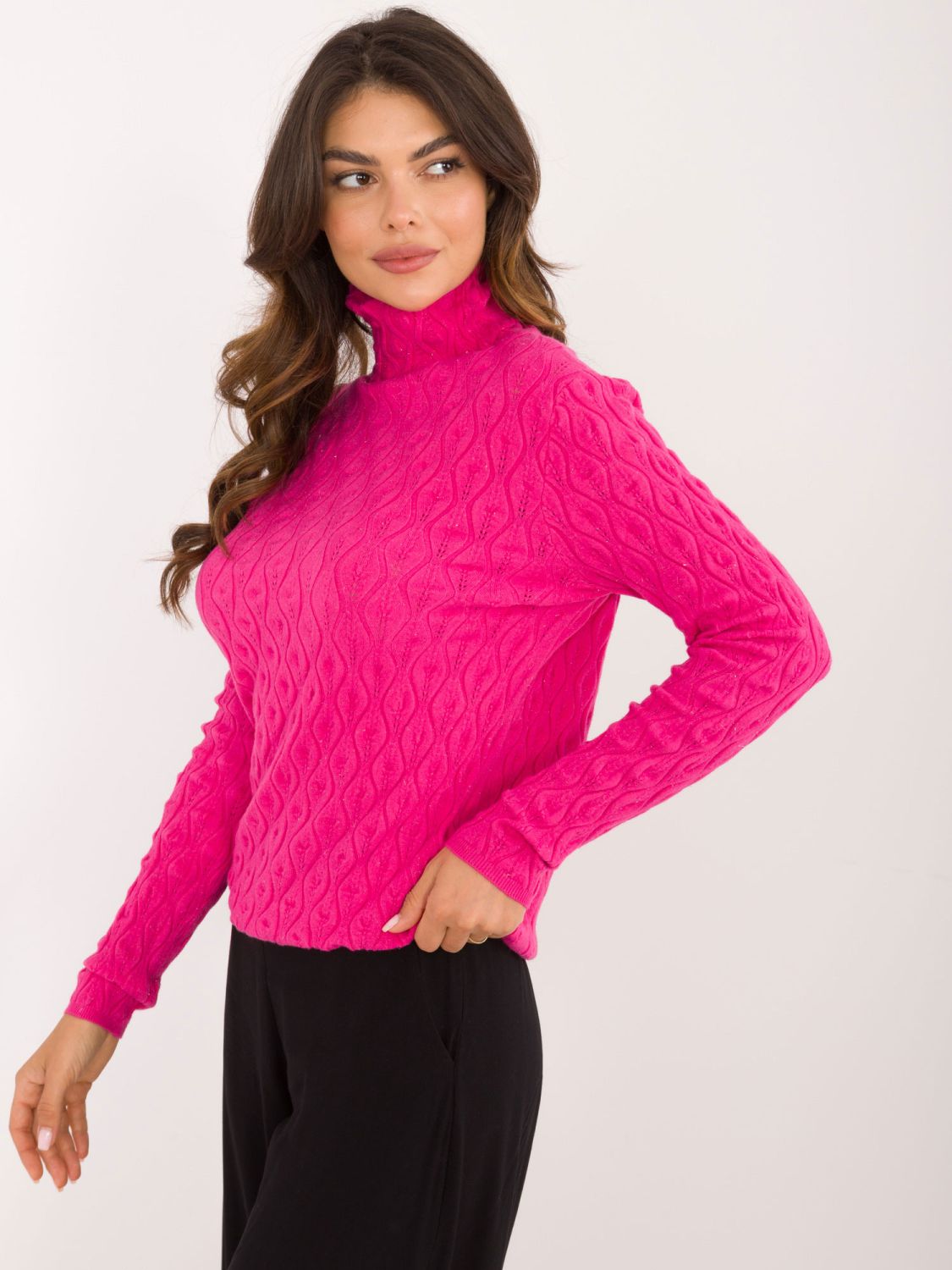 Stylish Fuchsia Sweater with Turtleneck
