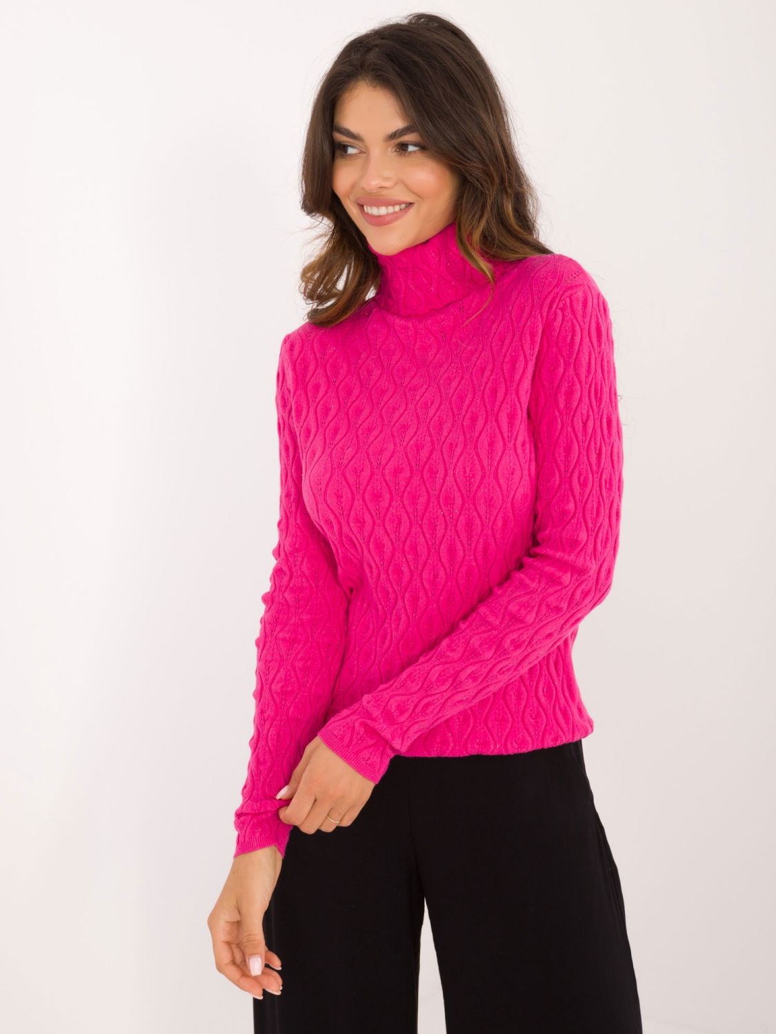Stylish Fuchsia Sweater with Turtleneck