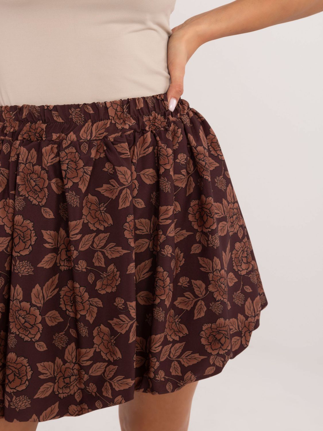 Brown Floral Mini Skirt