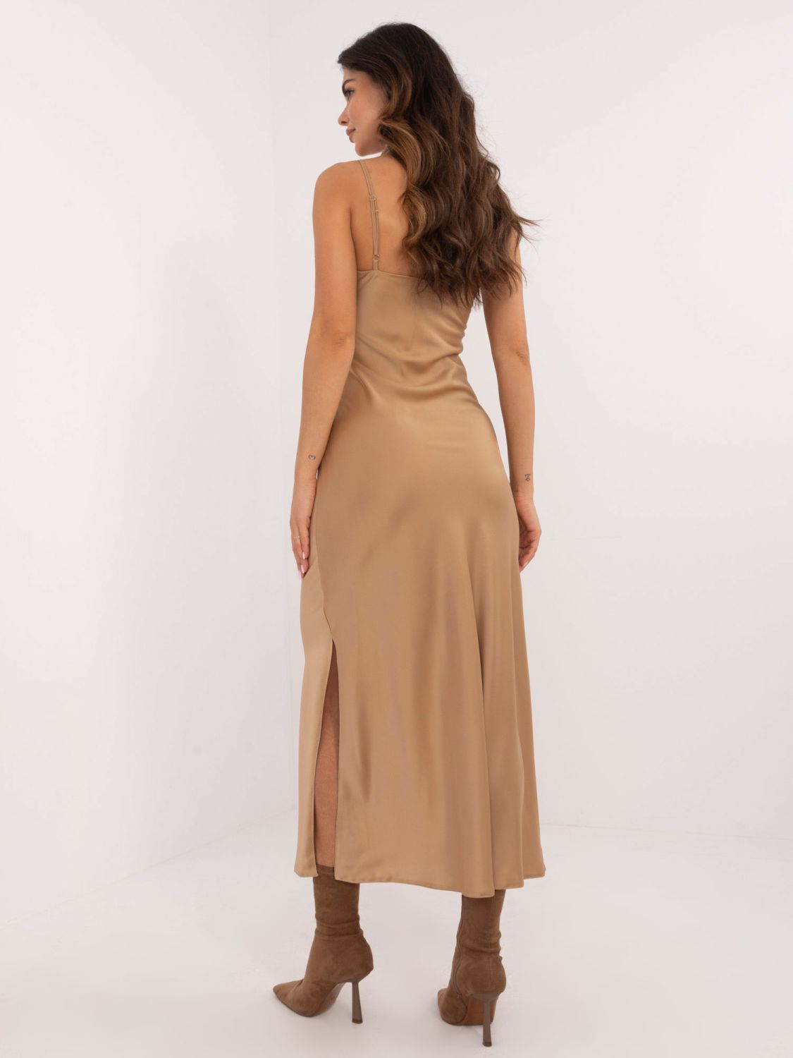 Elegant Flared Dress in Camel Color