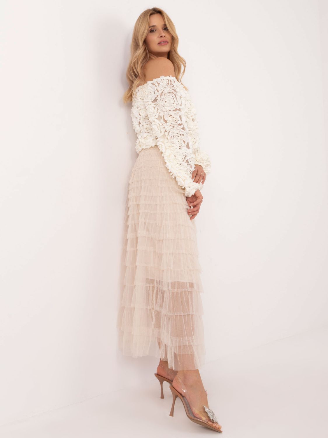 Elegant Beige Midi Skirt