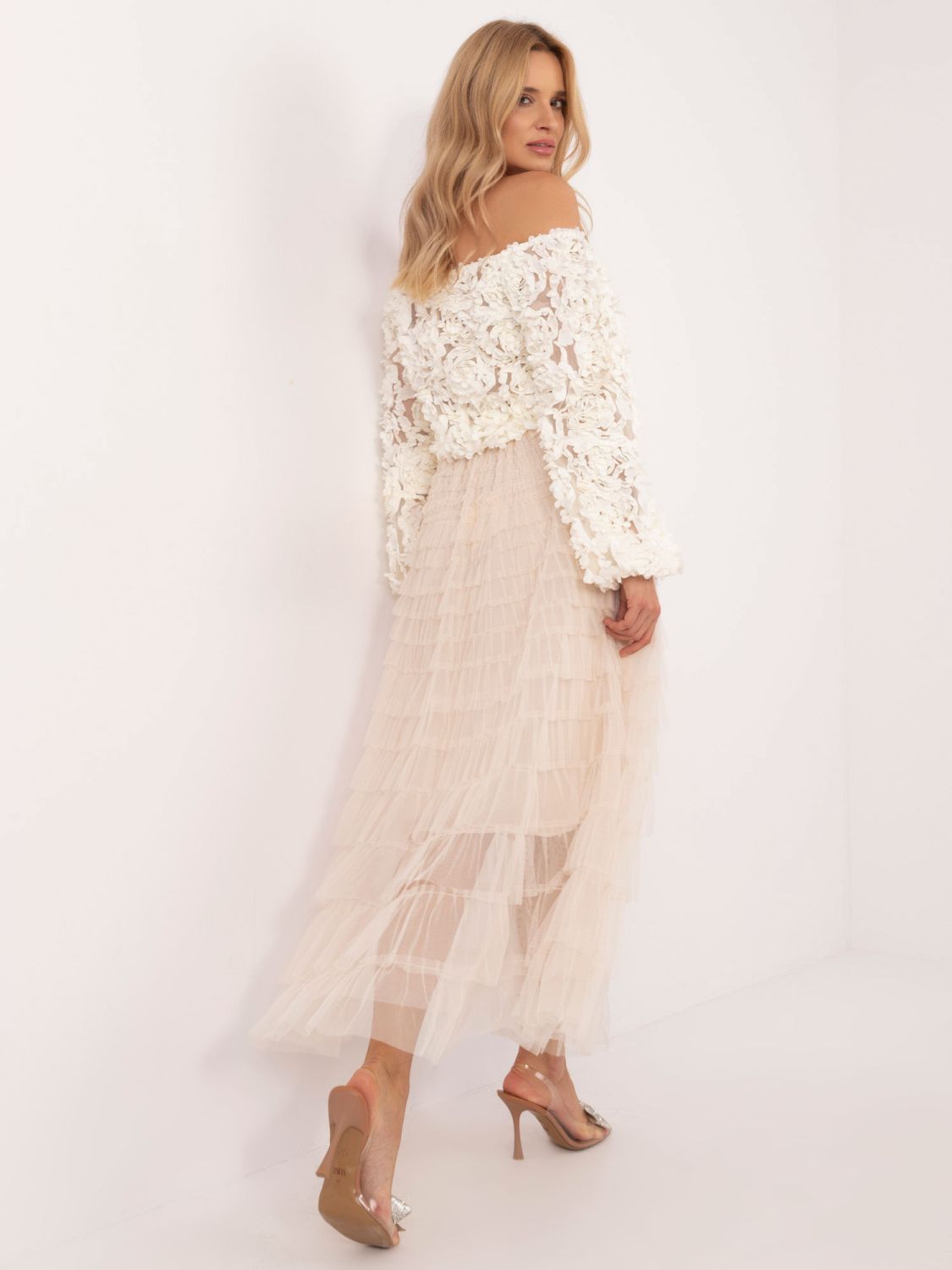 Elegant Beige Midi Skirt