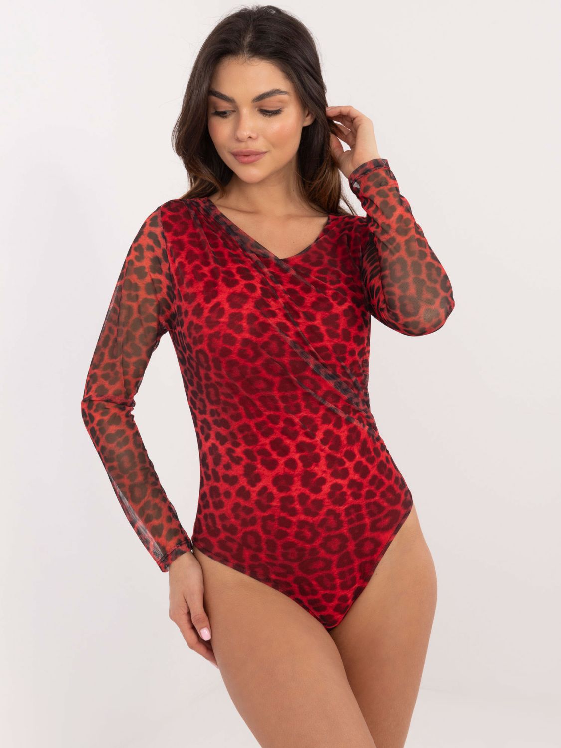 Elegant Red Long Sleeve Bodysuit