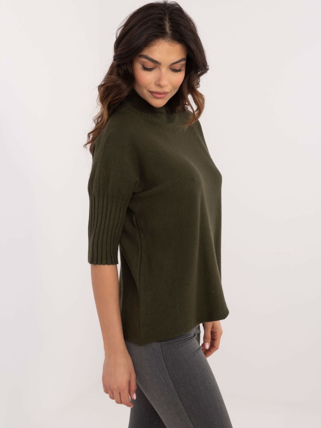 Stylish Khaki Sweater with Turtleneck
