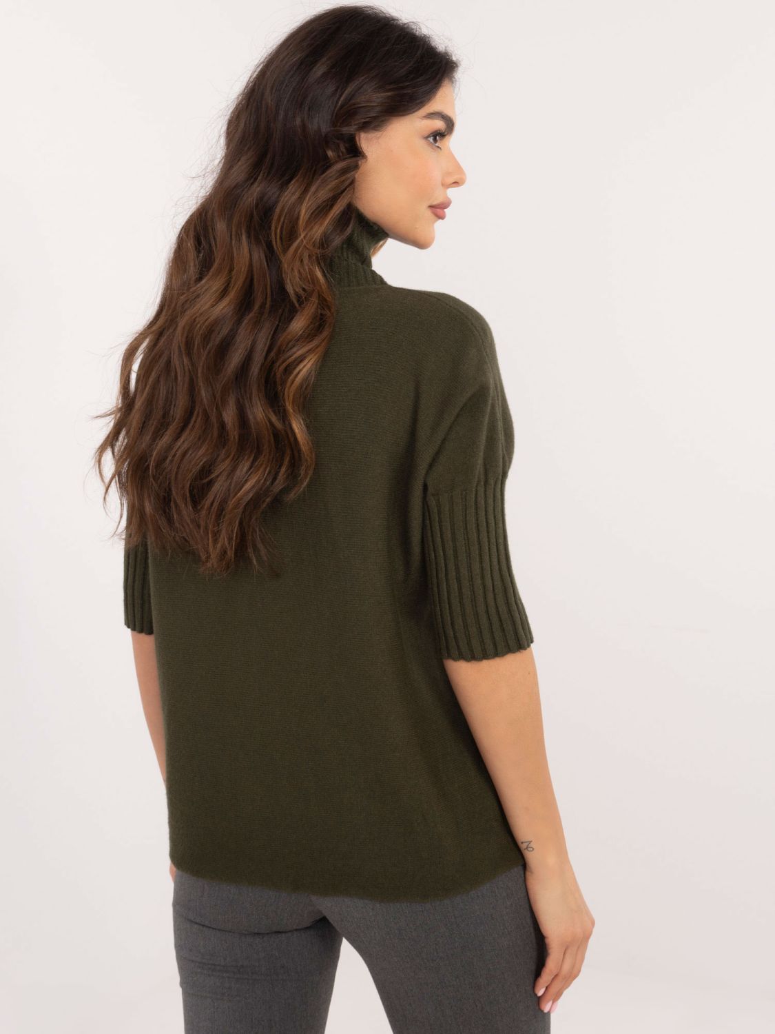Stylish Khaki Sweater with Turtleneck