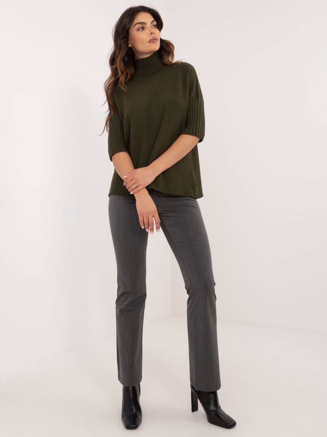 Stylish Khaki Sweater with Turtleneck