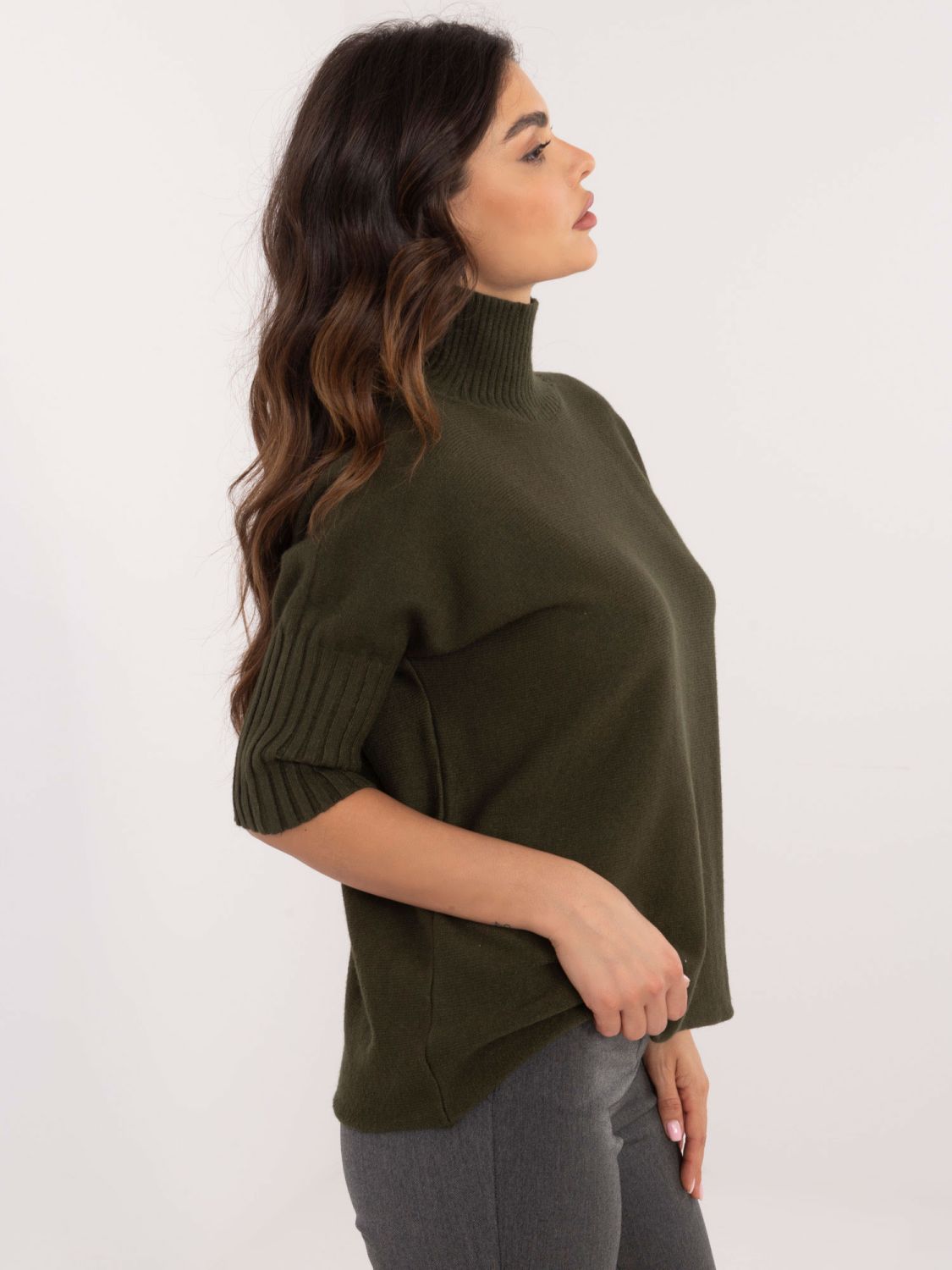 Stylish Khaki Sweater with Turtleneck