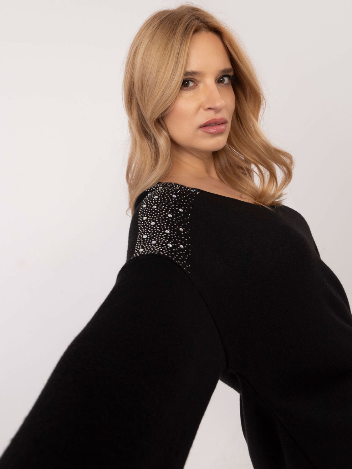 Elegant Black Sweater with Application