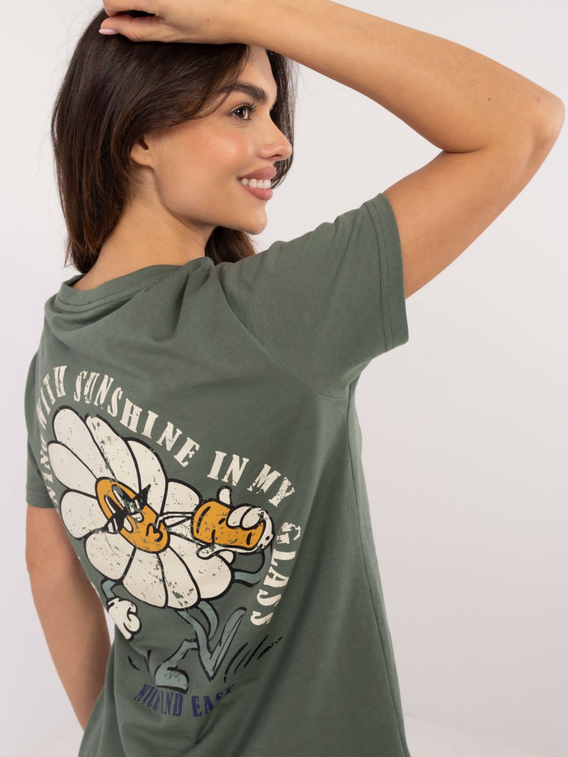 Stylish Khaki Blouse with Short Sleeves