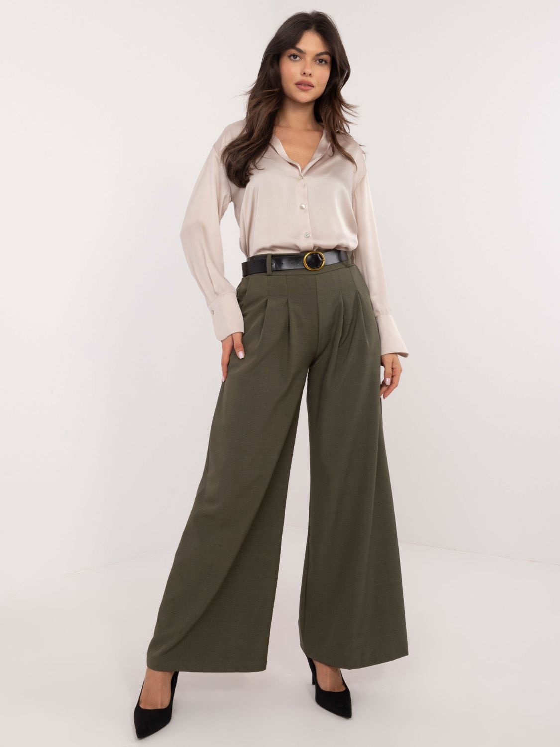 Elegant Palazzo Pants in Khaki