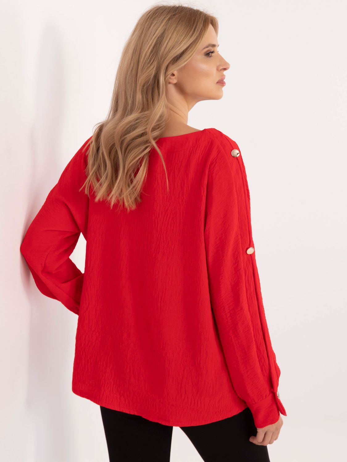 Elegant Red Blouse with Long Sleeves