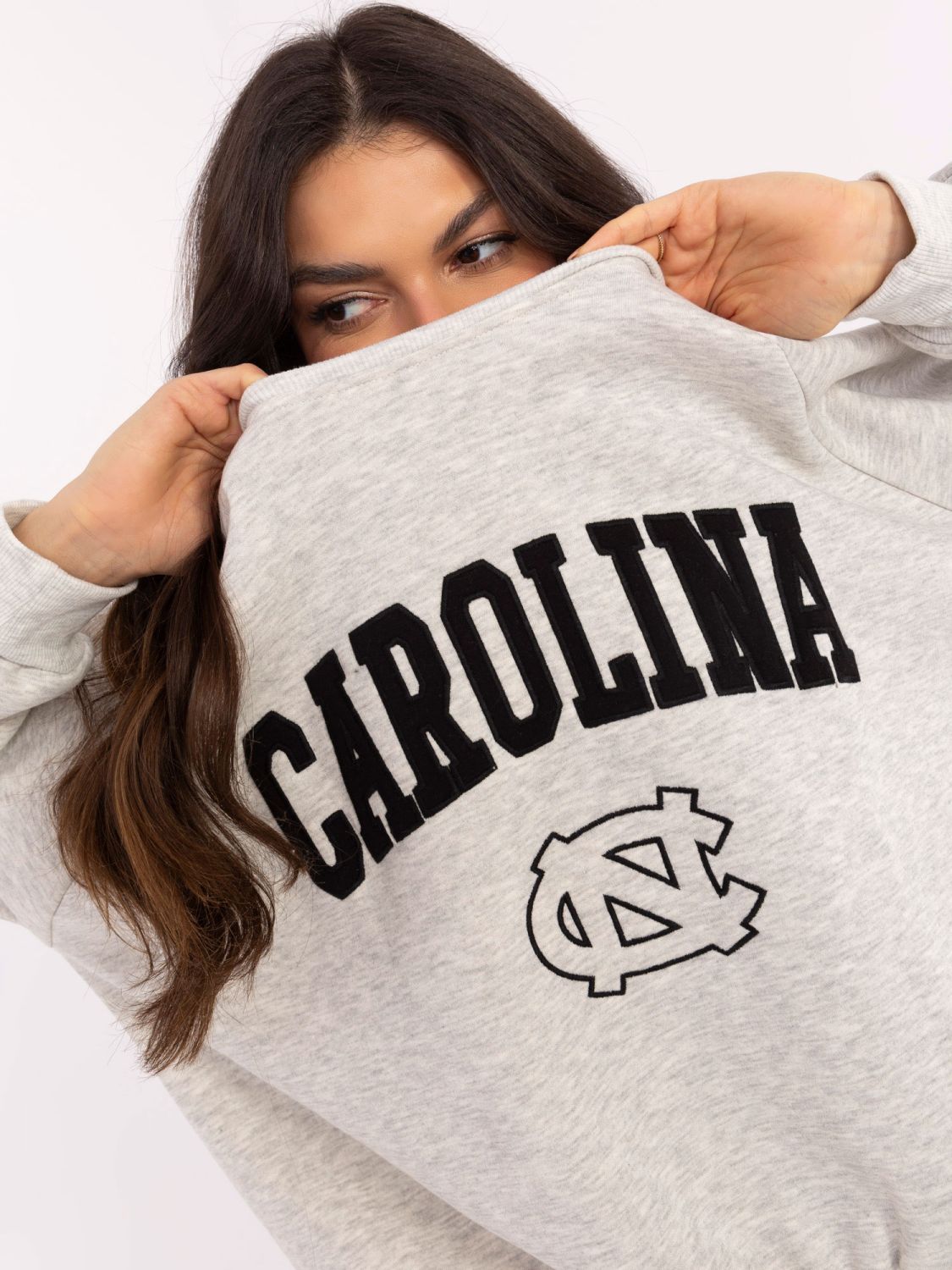 Gray Sweatshirt with Embroidery and Patches