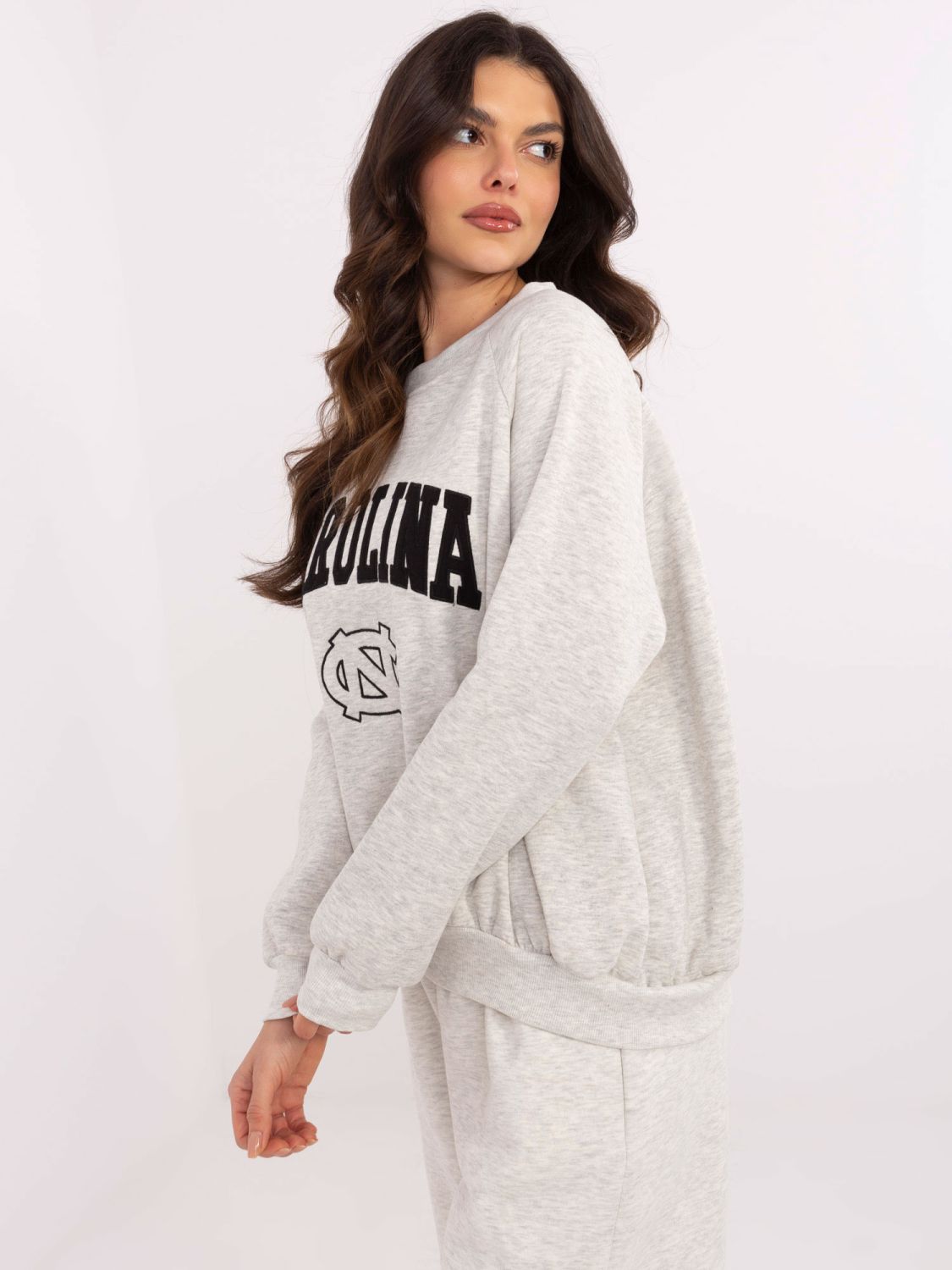 Gray Sweatshirt with Embroidery and Patches