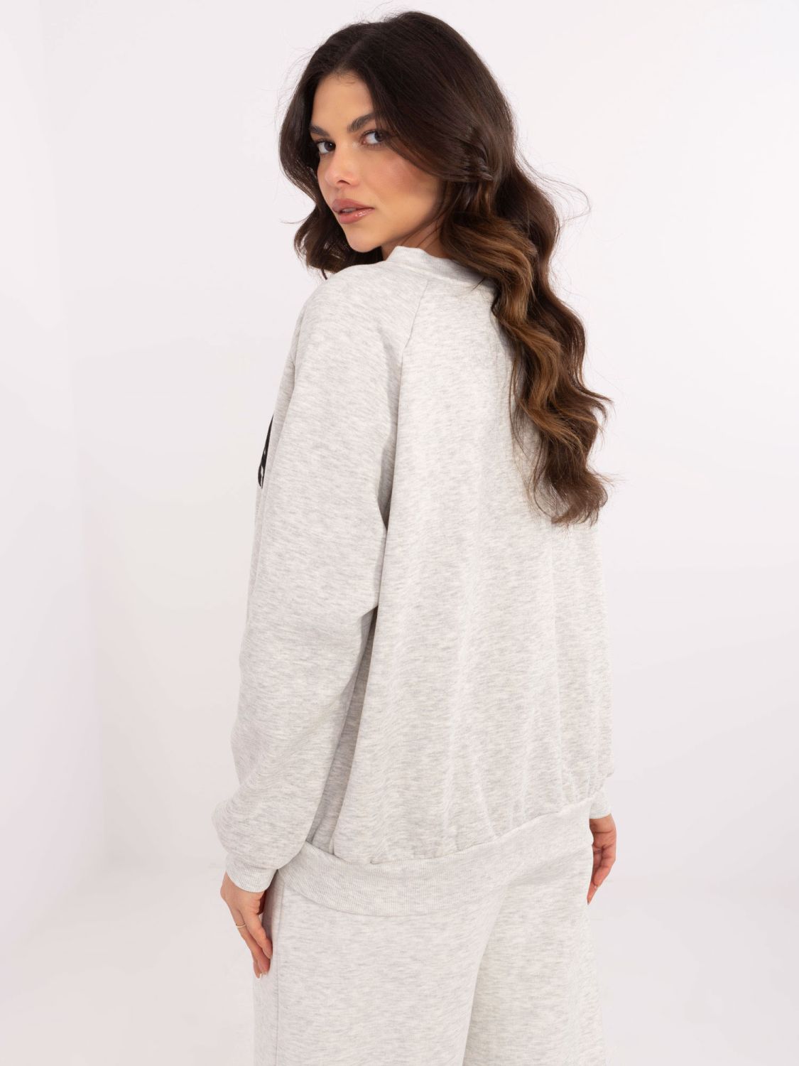 Gray Sweatshirt with Embroidery and Patches