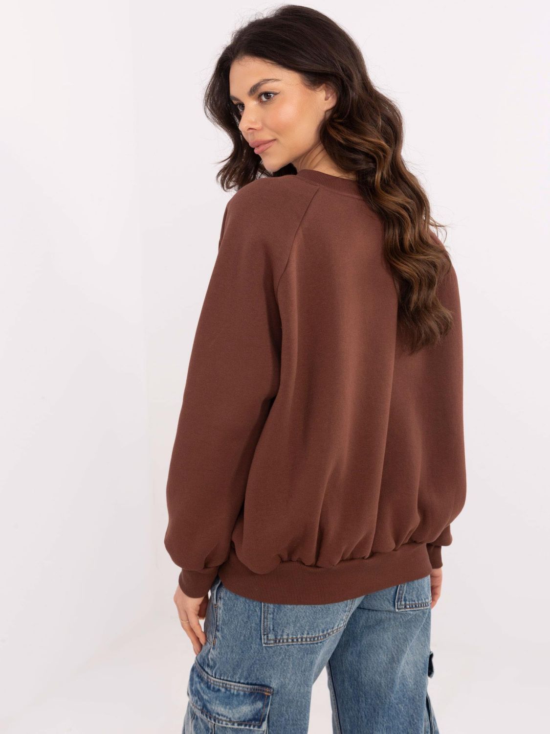 Brown Sweatshirt with Embroidery and Patches