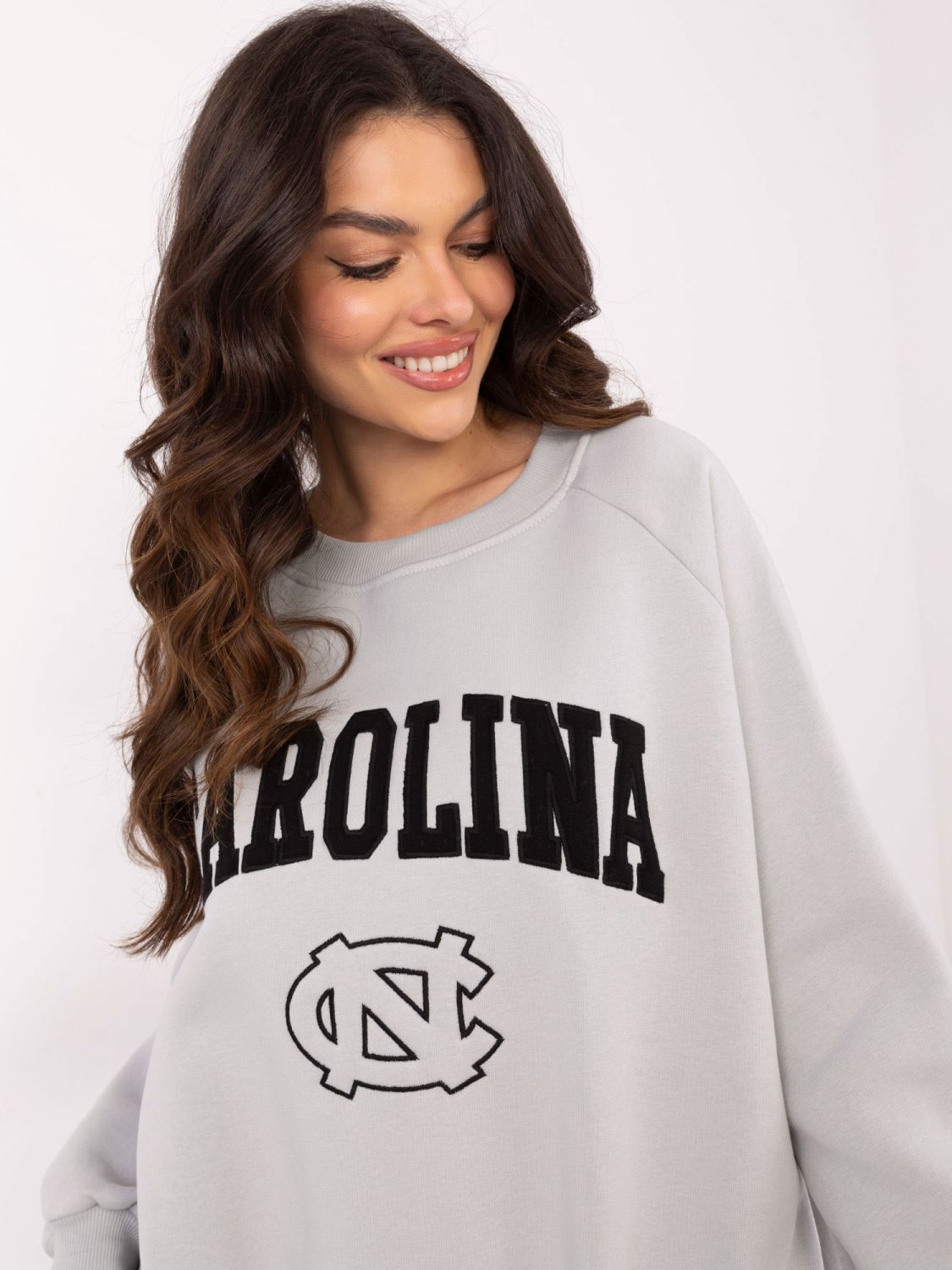 Gray Pullover with Embroidery and Patches