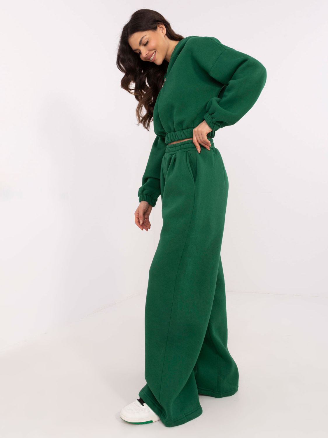 Stylish Hooded Set in Dark Green