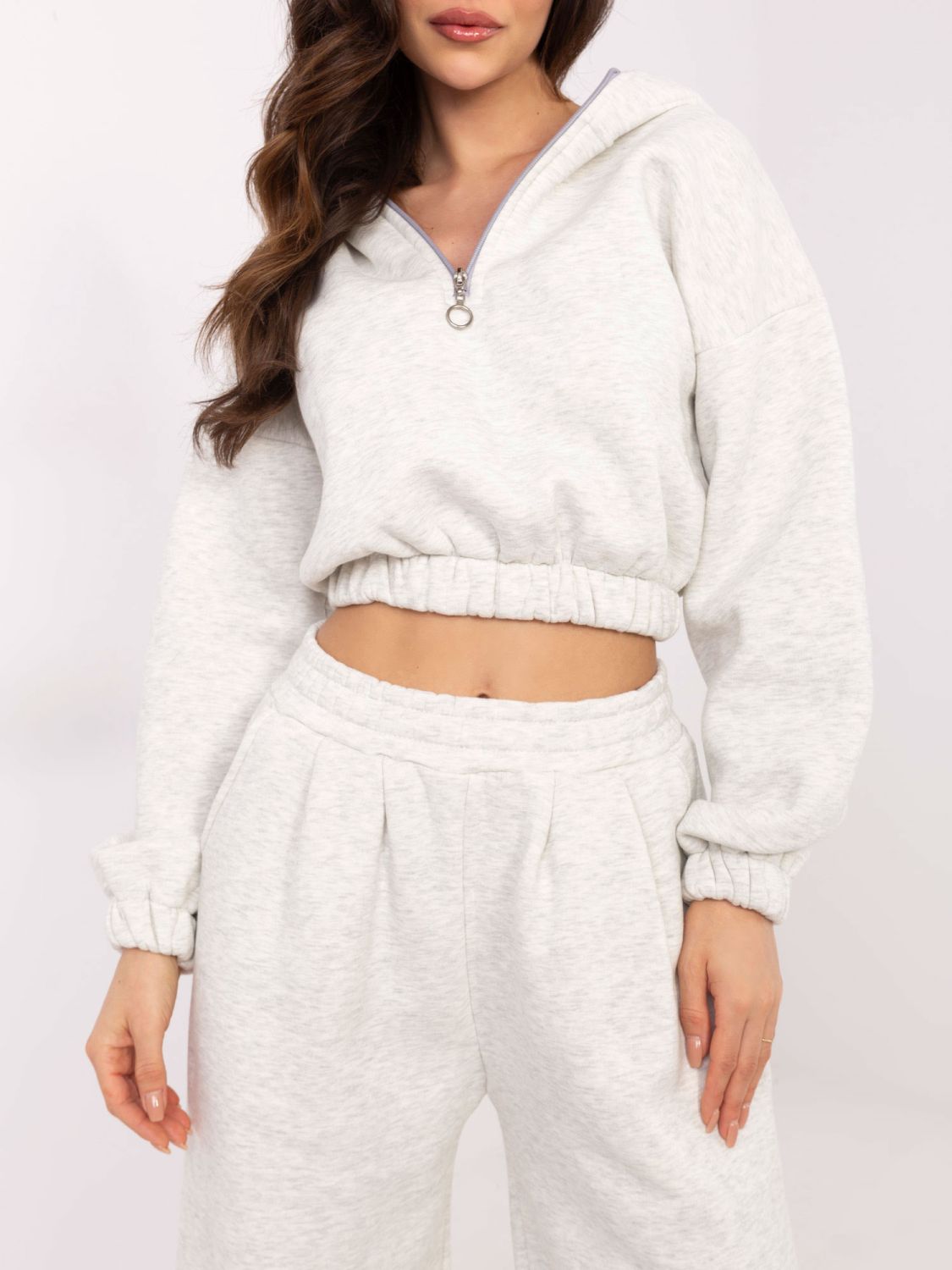 Stylish Hooded Set in Light Gray