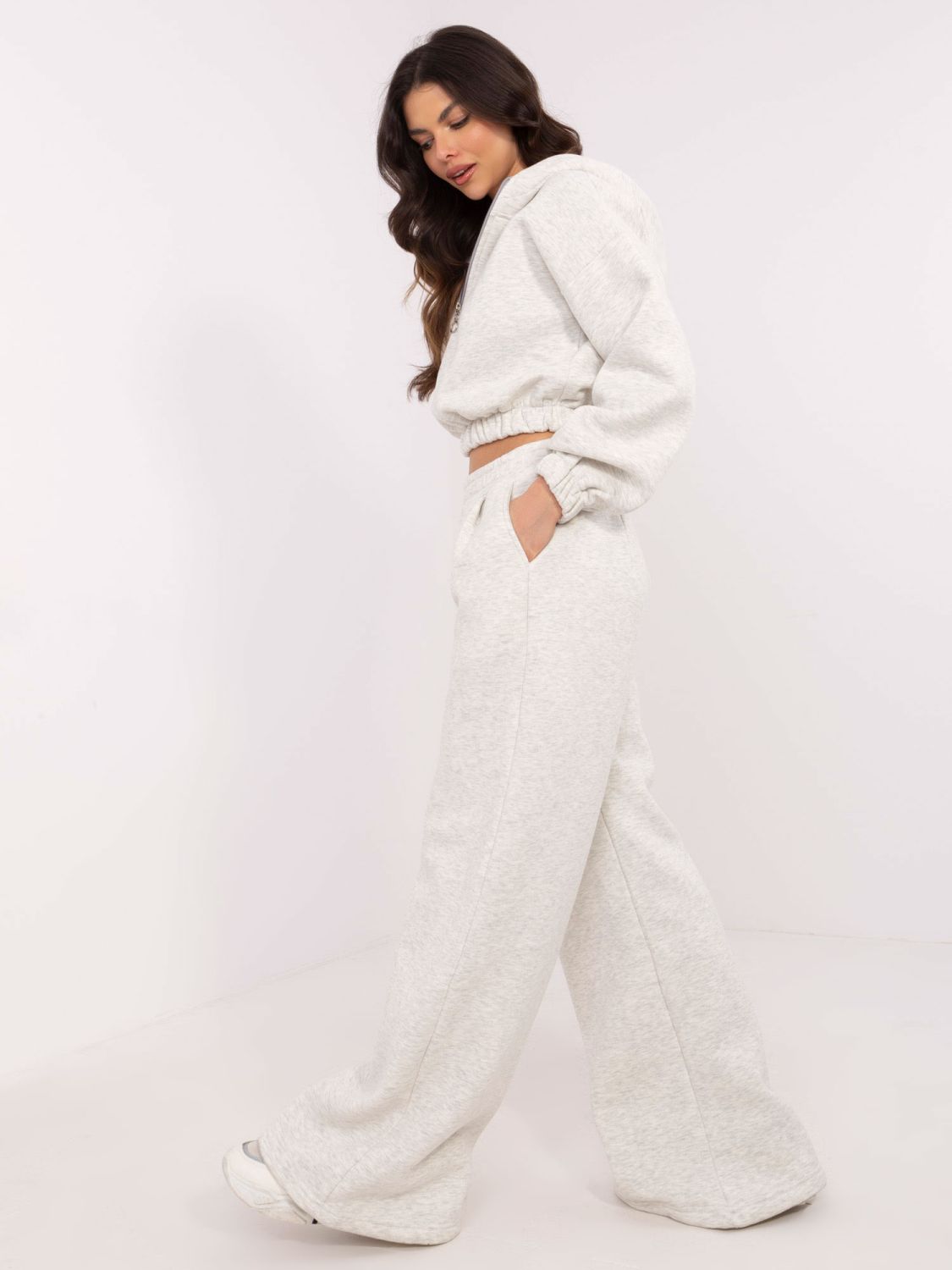 Stylish Hooded Set in Light Gray