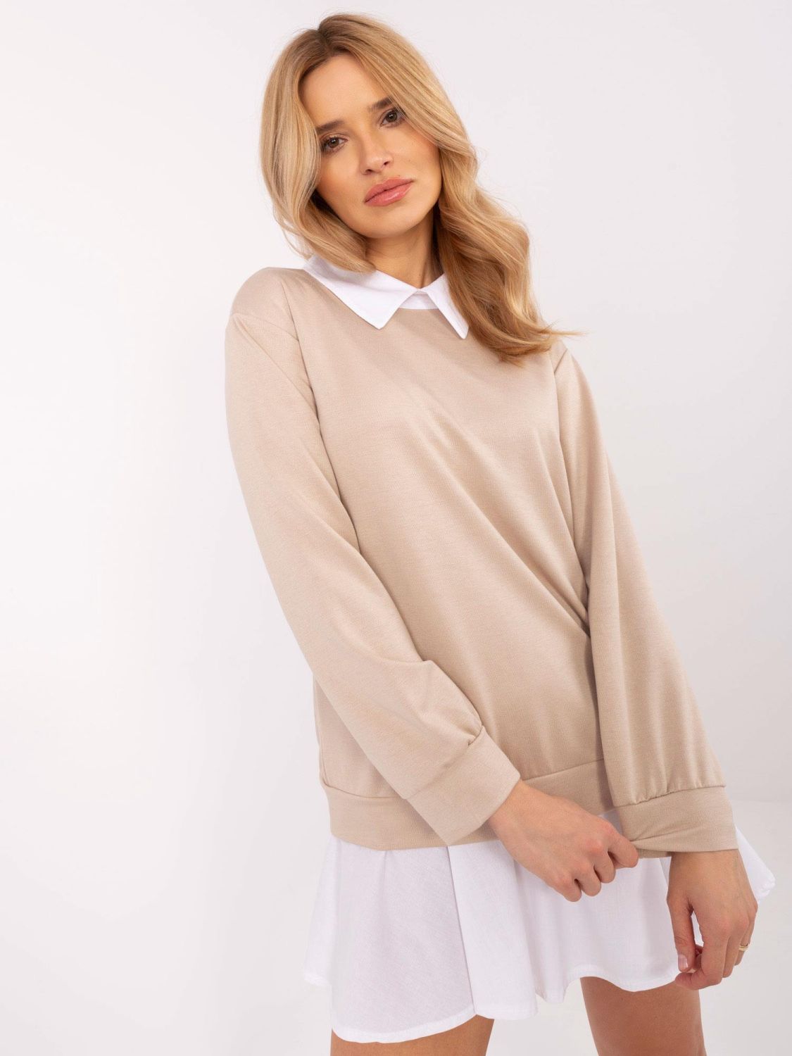 Beige Long Sleeve Blouse