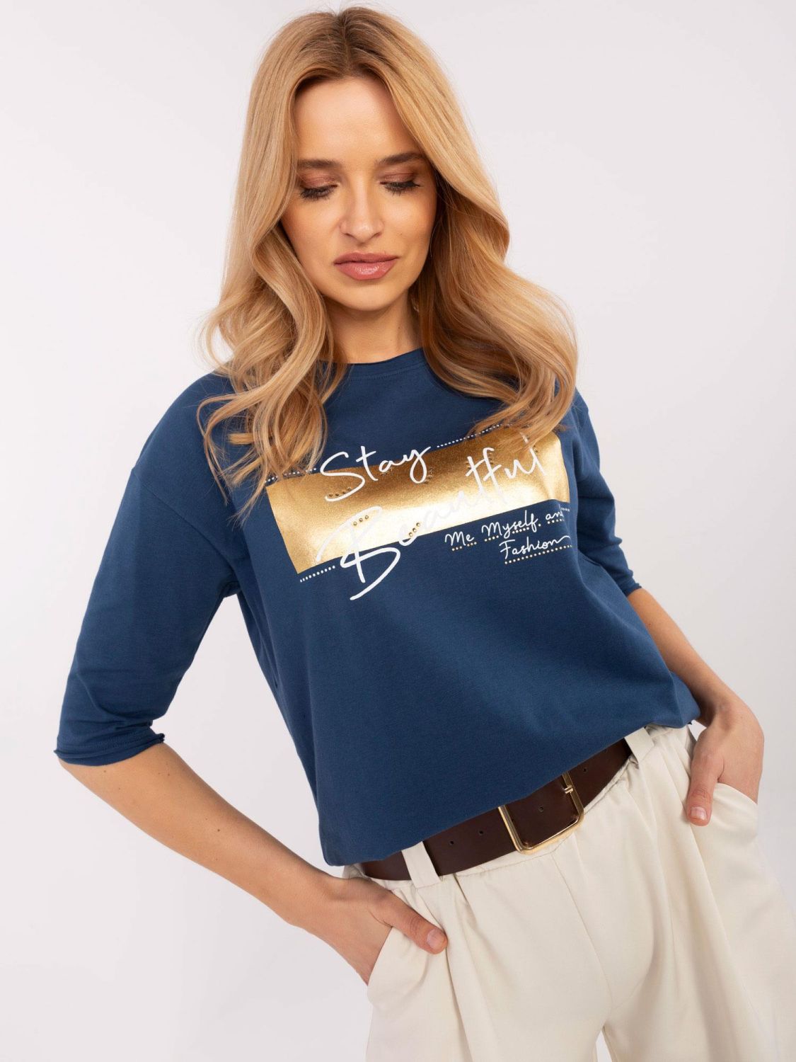 Stylish Blouse with 3/4 Sleeves
