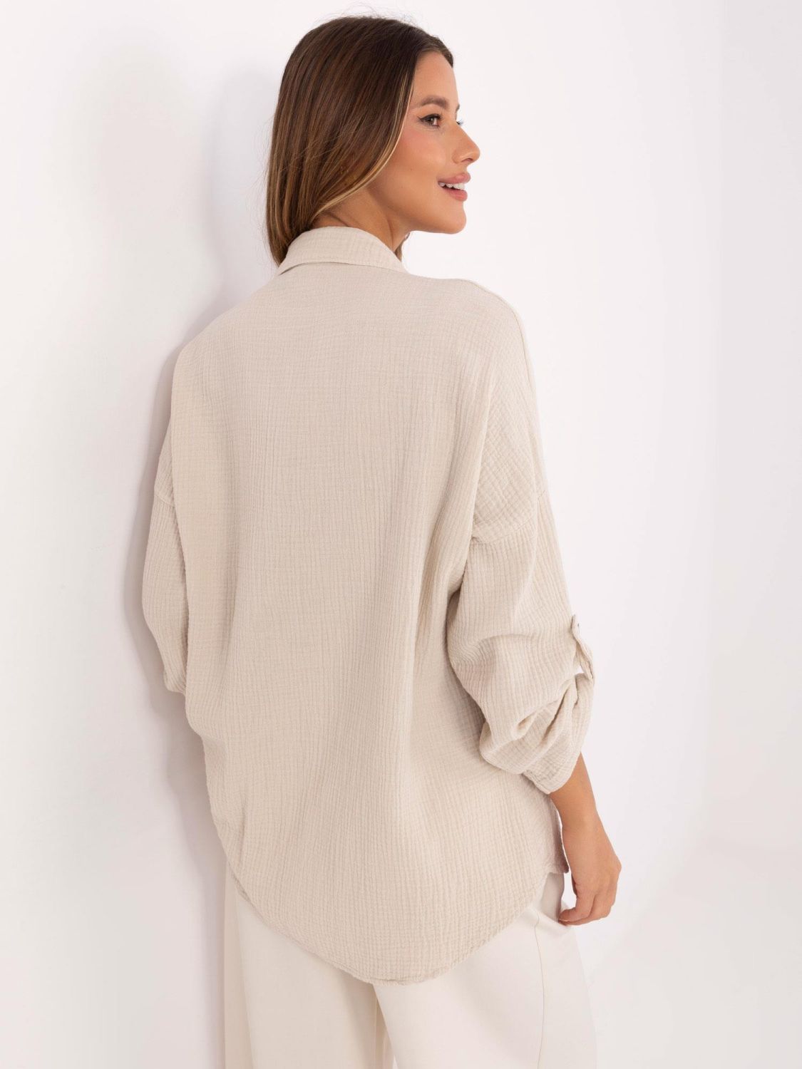 Beige Women's Long Sleeve Shirt