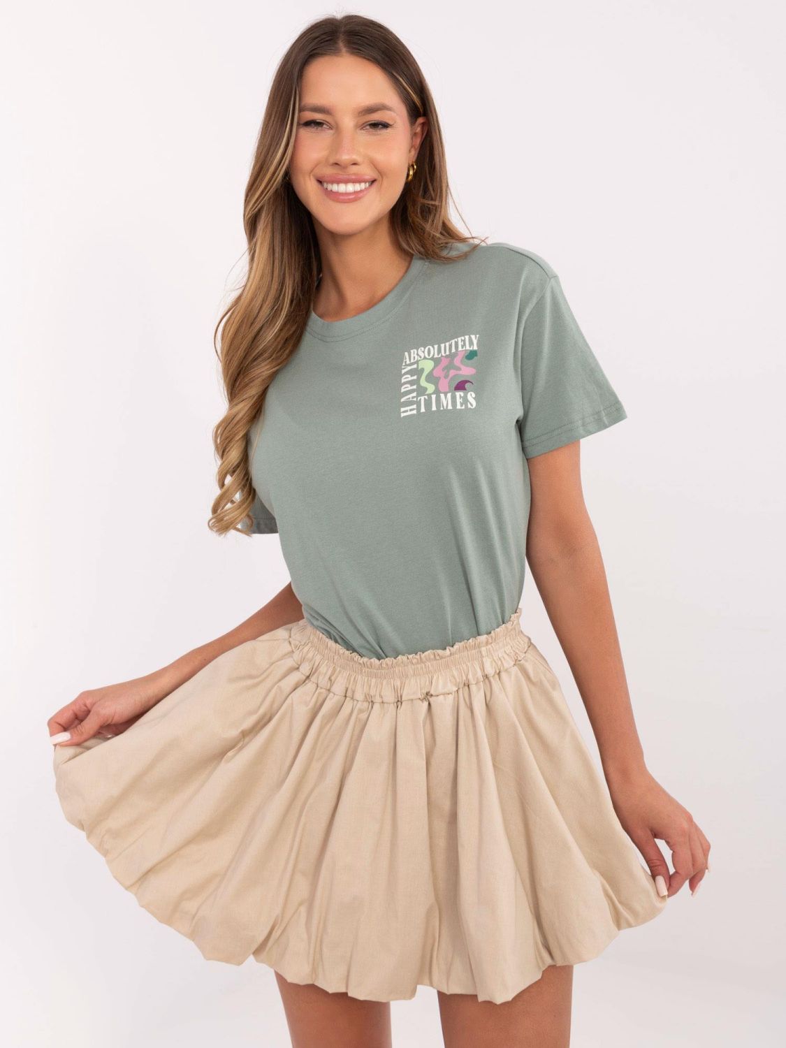 Comfortable Pistachio Green T-Shirt with Short Sleeves