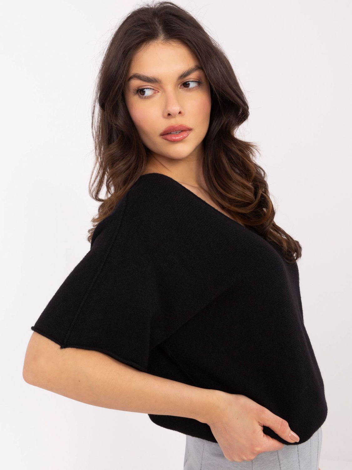 Black Short Sleeve Sweater
