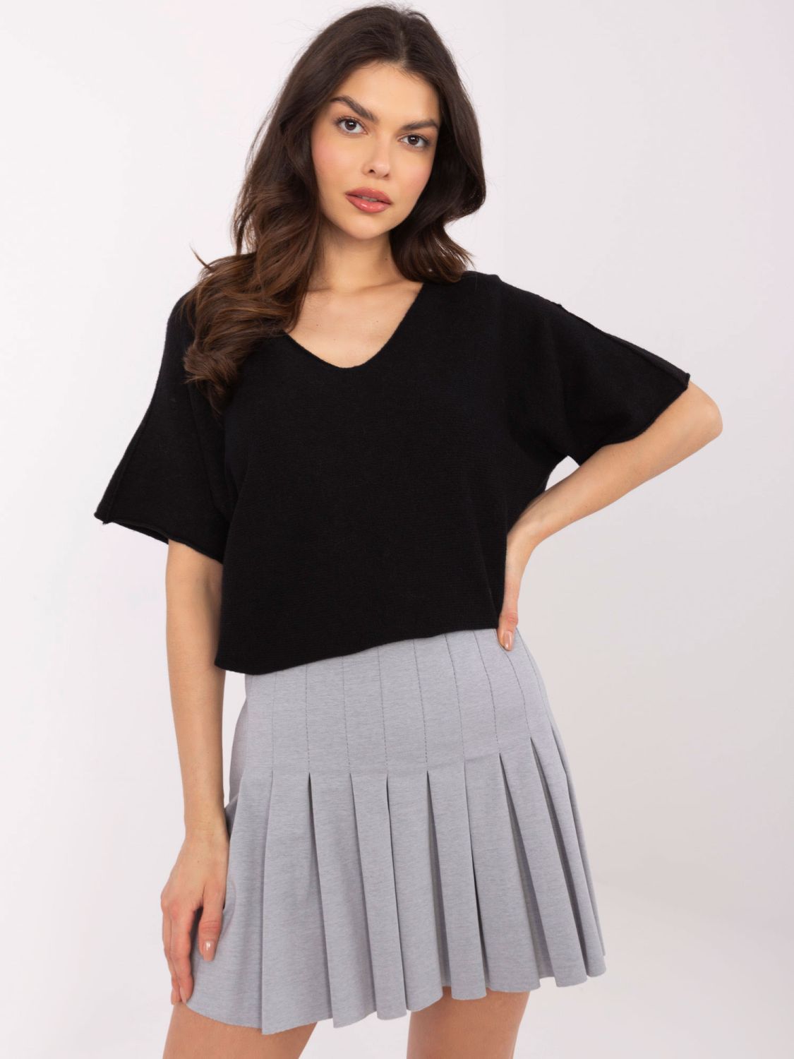 Black Short Sleeve Sweater