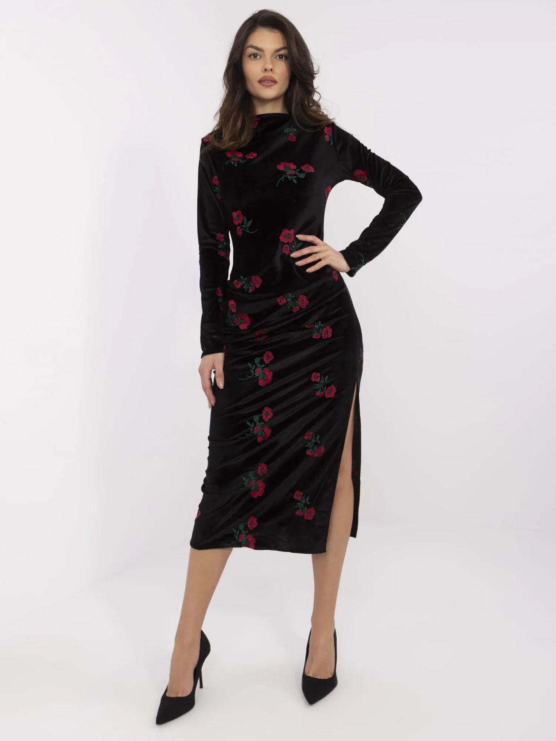 Elegant Midi Dress with Long Sleeves